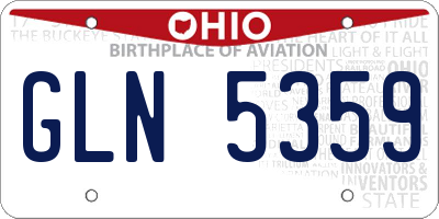 OH license plate GLN5359