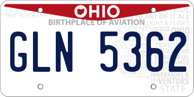 OH license plate GLN5362