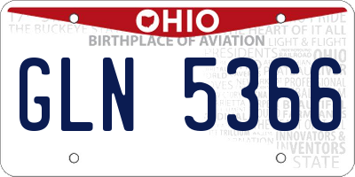 OH license plate GLN5366