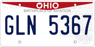 OH license plate GLN5367