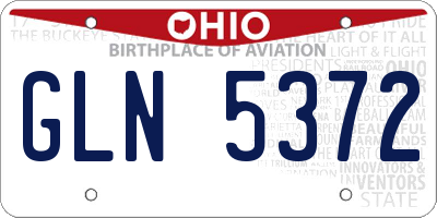 OH license plate GLN5372