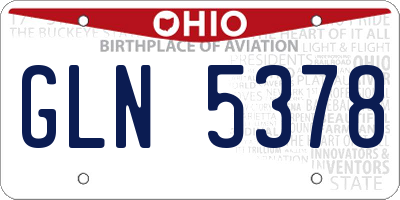 OH license plate GLN5378