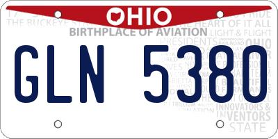 OH license plate GLN5380