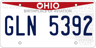 OH license plate GLN5392
