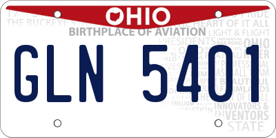 OH license plate GLN5401
