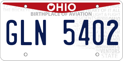 OH license plate GLN5402
