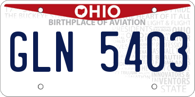 OH license plate GLN5403