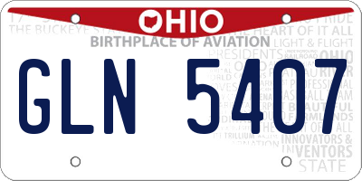 OH license plate GLN5407