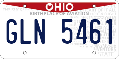 OH license plate GLN5461