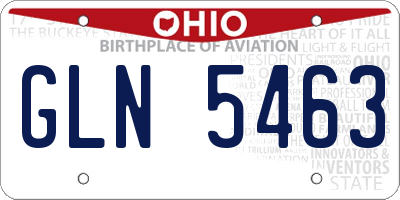 OH license plate GLN5463