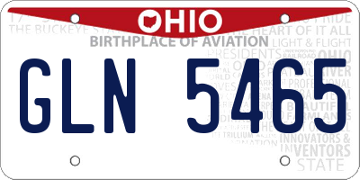 OH license plate GLN5465