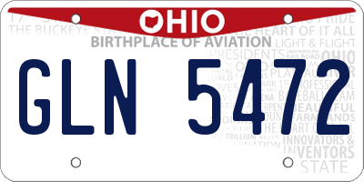 OH license plate GLN5472