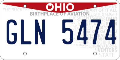 OH license plate GLN5474
