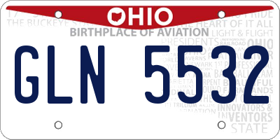 OH license plate GLN5532