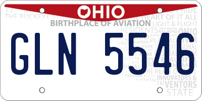 OH license plate GLN5546