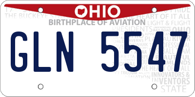OH license plate GLN5547