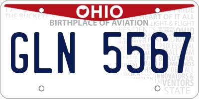 OH license plate GLN5567