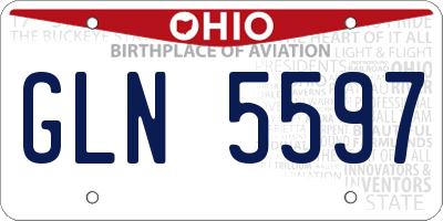OH license plate GLN5597