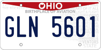 OH license plate GLN5601