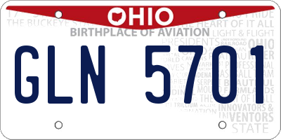 OH license plate GLN5701