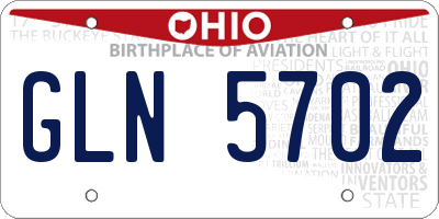 OH license plate GLN5702