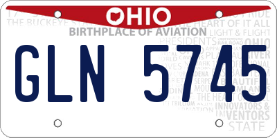 OH license plate GLN5745