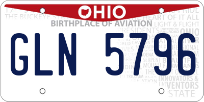OH license plate GLN5796