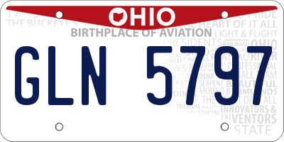 OH license plate GLN5797