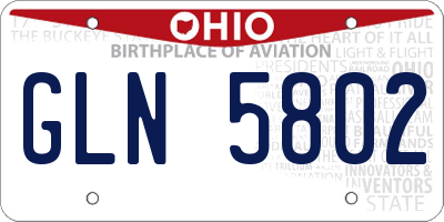 OH license plate GLN5802