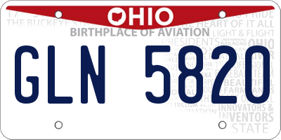 OH license plate GLN5820