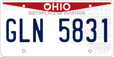 OH license plate GLN5831