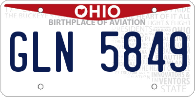OH license plate GLN5849
