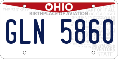 OH license plate GLN5860