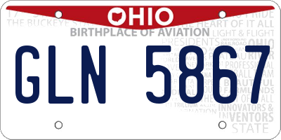OH license plate GLN5867
