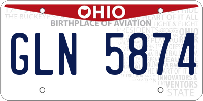 OH license plate GLN5874