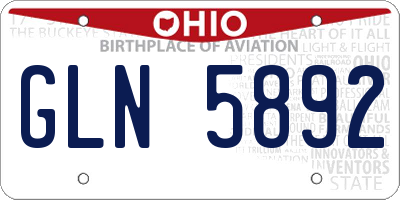 OH license plate GLN5892