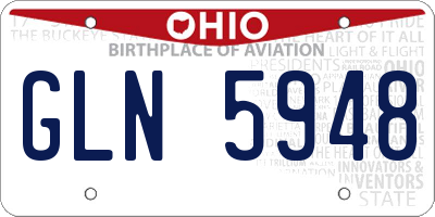 OH license plate GLN5948