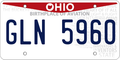 OH license plate GLN5960