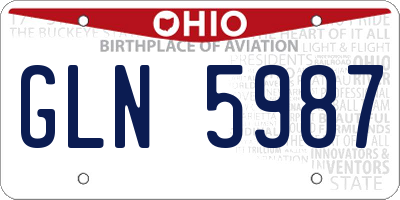 OH license plate GLN5987