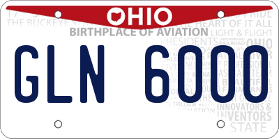 OH license plate GLN6000