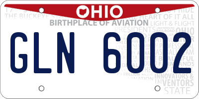 OH license plate GLN6002