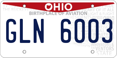 OH license plate GLN6003