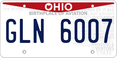 OH license plate GLN6007