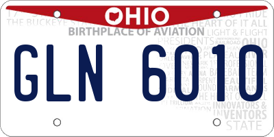 OH license plate GLN6010