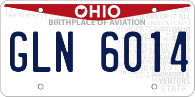 OH license plate GLN6014