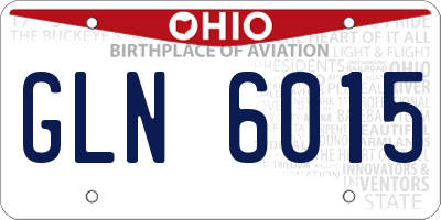 OH license plate GLN6015