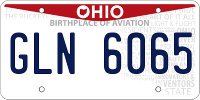 OH license plate GLN6065