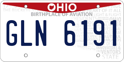 OH license plate GLN6191