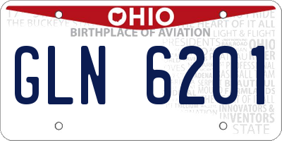 OH license plate GLN6201