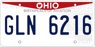 OH license plate GLN6216